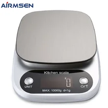 AIRMSEN Household Kitchen Scale Electronic Food Scale Baking Scale Measuring Tool Stainless Steel Platform with LCD Display 1g