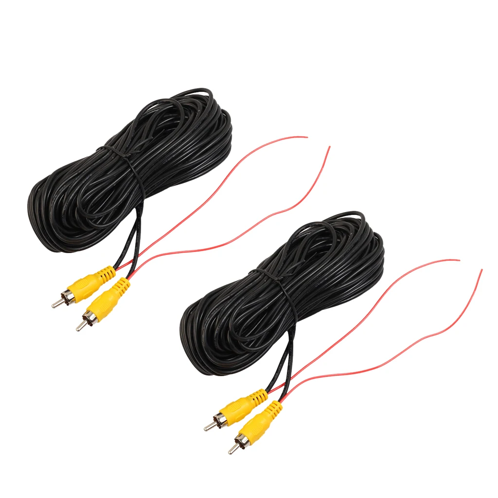 

20ft RCA Cable for Car Reverse Reversing Rear View Parking Camera Video Cable with Red Detection Wire Trigger Lead, Pack of 2