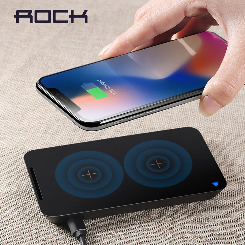 ROCK Qi Быстрое беспроводное зарядное устройство Подставка для iPhone X 8 Plus samsung S6 S7 S8 Plus Note 7 8 Беспроводная зарядная станция зарядное устройство для телефона