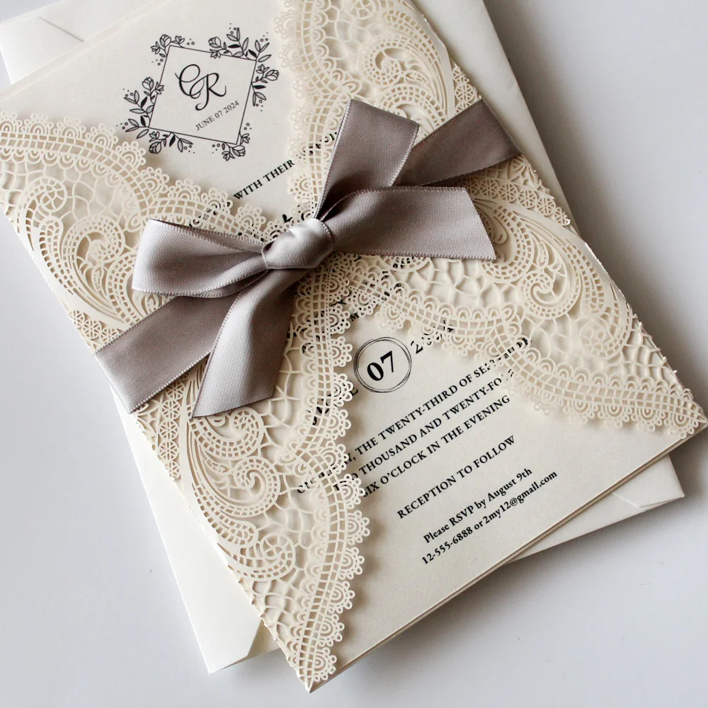 Picky Bride Wedding Invite Lace Ivory 