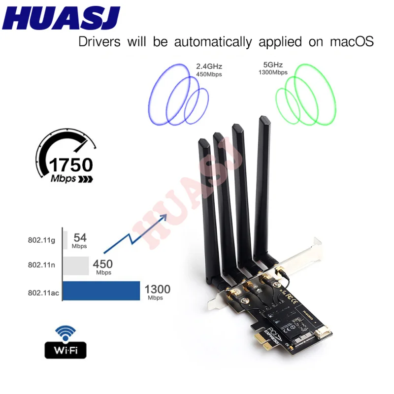 Huasj Dual band 1750Mbps 802.11ac родной аэропорт Bcm4360 WiFi + BT 4 0 BCM94360CD Беспроводная Mac OS PC/Hackintosh |