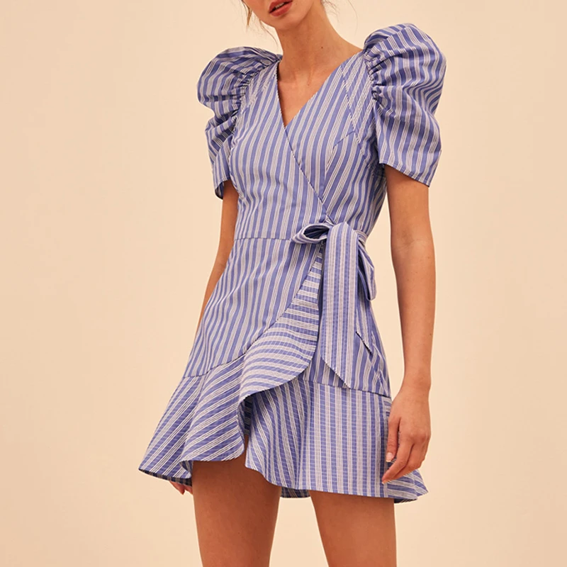 Высокое качество новинка 2019 дизайнерское платье женское в полоску с пышными