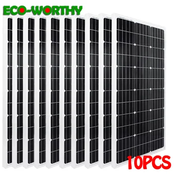 

1000W Monocrystalline Solar Panels 10PCS 100W 18V solar power panel 1KW charge for 12V battery home solar panel roof kit rv