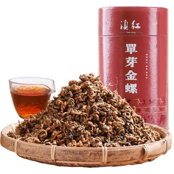

2020 Yunnan,China Fengqing Dianhong Premium Honey Flavor Golden Snail Black Tea for Warm Stomach and Poria Cocos 250g Canned
