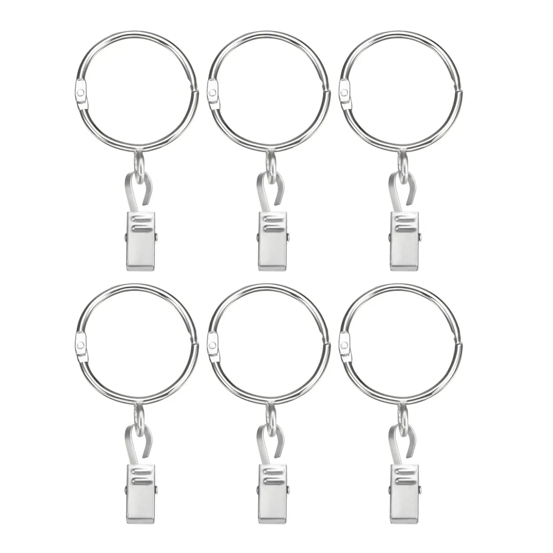 

uxcell Curtain Rings with Clips Strong Decorative Metal Drapery Shower Rustproof 1.5" Interior Diameter Silver 6pcs