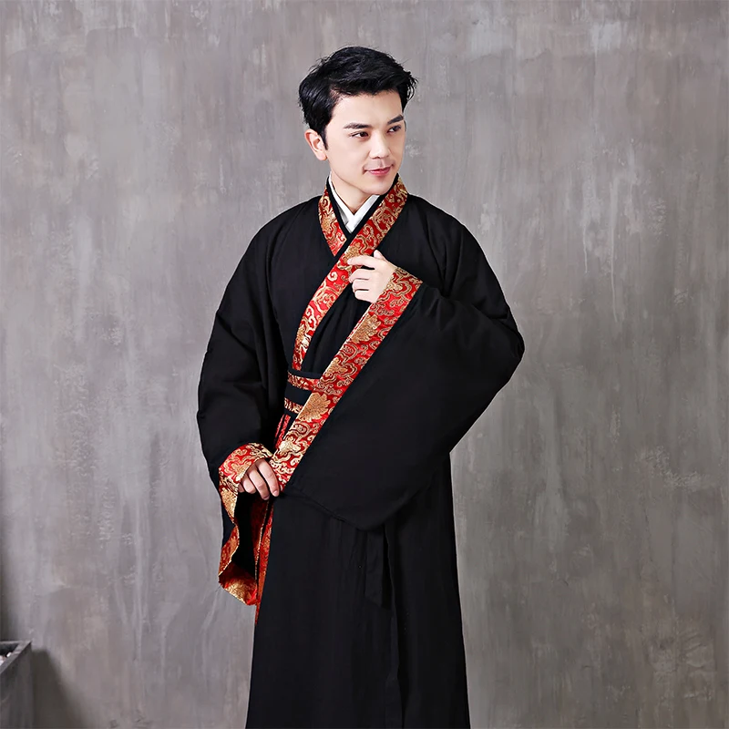 Китайский Hanfu мужские костюмы косплей Древние Традиционные мужские костюмы восточные черные длинные платья фильм ТВ сценическая одежда