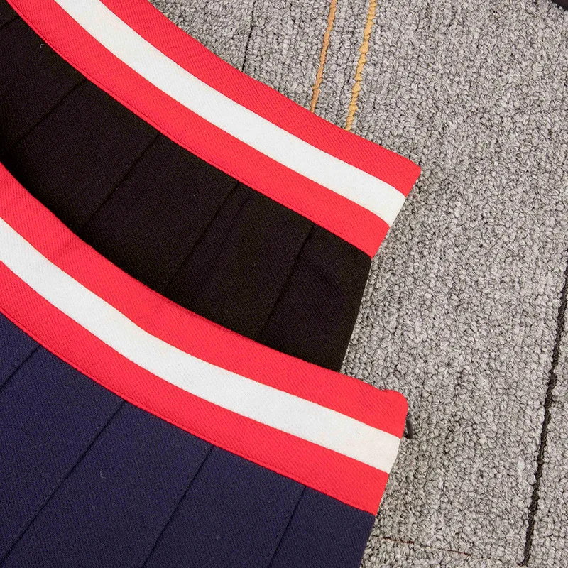 Женская Полосатая плиссированная юбка в морском стиле, летняя женская юбка в винтажном стиле, свободная юбка с эластичной резинкой на талии