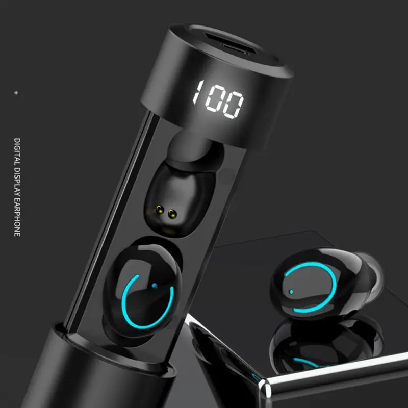 Наушники-вкладыши Bluetooth 5,0 с цифровым дисплеем, выдвижная Беспроводная стерео спортивная Гарнитура, аксессуары с зарядным устройством