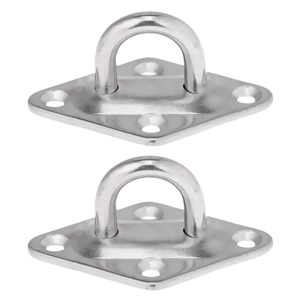 2pcs 5mm Stainless Steel Diamond Eye Plate Tie Down for Marine Boat Sailboat