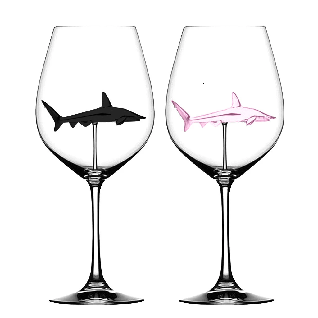 Горячая стеклянная чашка Европейская Хрустальная стеклянная Акула красное вино стеклянная чашка винная бутылка стекло высокий каблук Акула красное вино чашка Свадебная вечеринка подарок - Цвет: 2pc  I