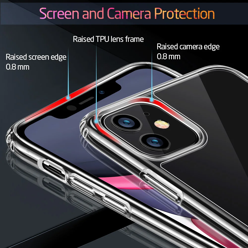 Стеклянный чехол ESR для iPhone 11 11 Pro 11 Pro Max, ультратонкая прозрачная задняя стеклянная крышка с мягким краем для iPhone 11