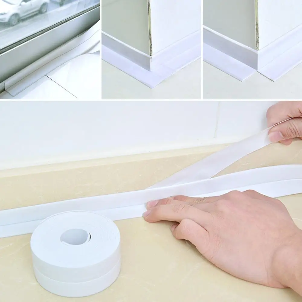 Diy Materials 1m Bathroom Self Adhesive Seal Tape Sink Edge Sealing Strip Wall Corner Door Hot Home Furniture Diy Coccinelli De