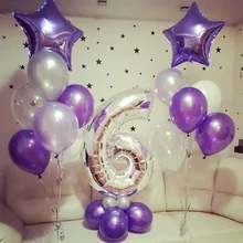 Фиолетовый и серебро шесть лет Платье на день рождения воздушные шары 6 номер воздушный шар "Конфетти" 6 лет 6th День рождения украшения