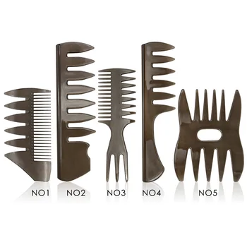 

5pcs Men Wet Pick Accessories Professional Barber Retro Hair Comb Home Salon Brush Anti-Static Oil Head Styling Tool Hairstylist