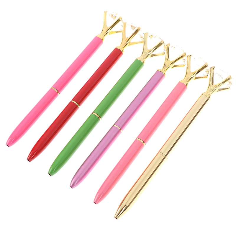 Big Gem Ballpoint Pen Luxury Crystal Diamond Ballpoint Pens For School Writing Tools Stationery Office Supplies 6 Colors