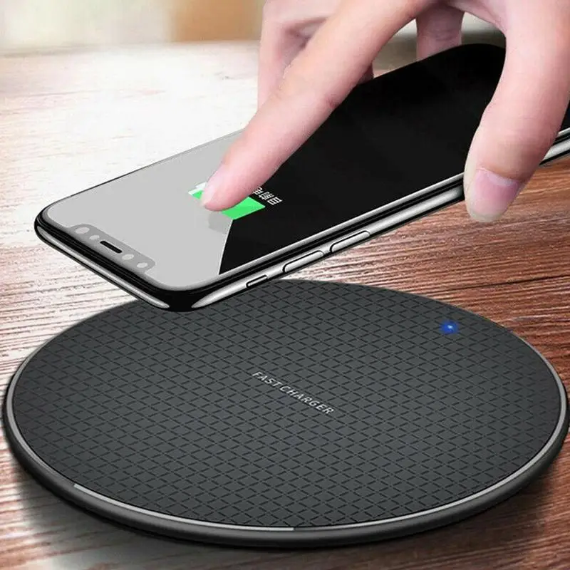 10 Вт Быстрая Зарядка QI Беспроводной Зарядное устройство Pad металлическая сетка Быстрая Зарядка Док-станция настольная Зарядное устройство для iPhone samsung Xiaomi huawei