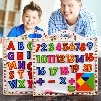 

Besegad Kids 3D Wooden Art Painting Easel Whiteboard Magnetic Blocks Numbers Letters for Kid Education Learning Toy For Children