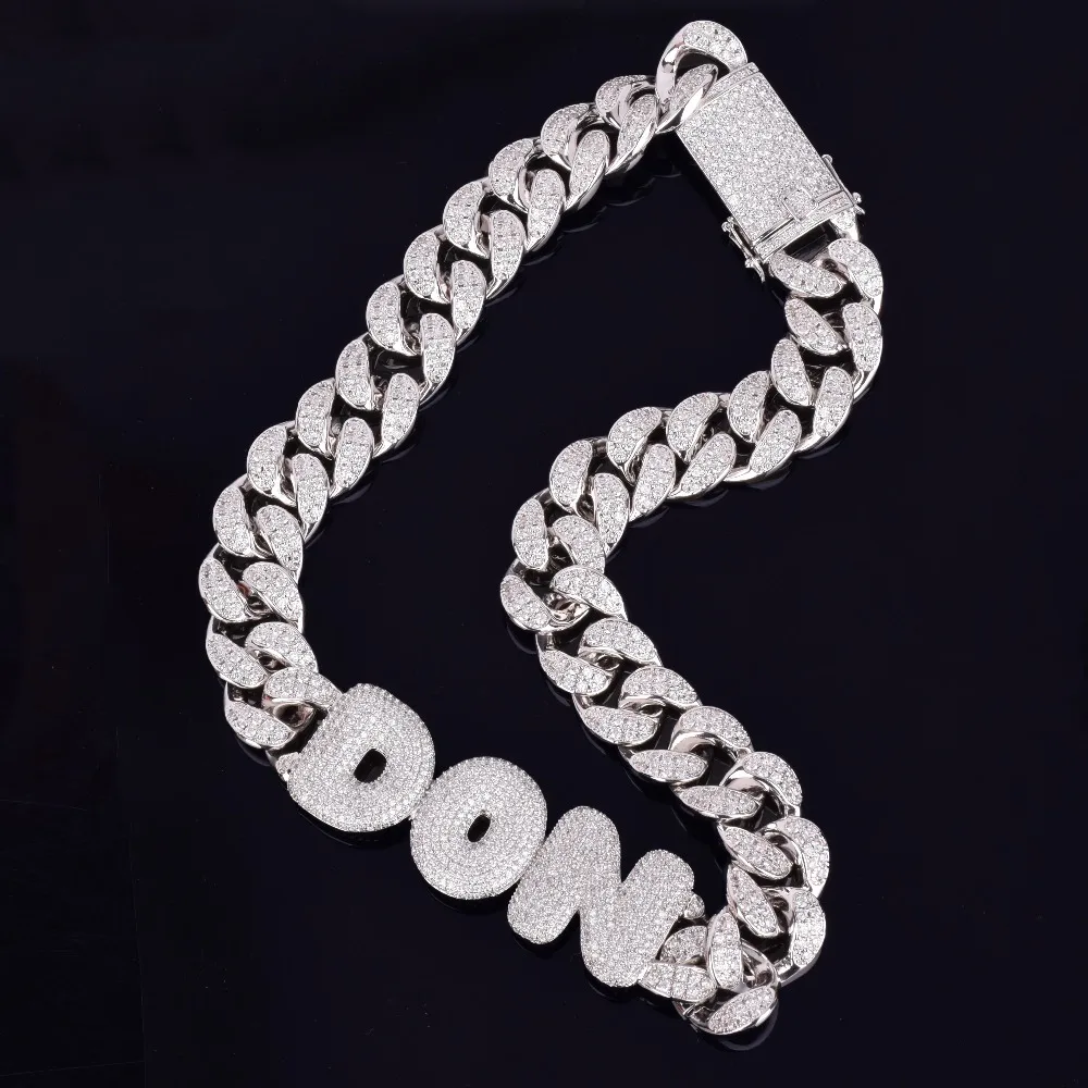 Пользовательское имя Bubble буквы с 20 мм кубинской цепи ожерелья и подвески для мужчин хип хоп Рок улица ювелирные изделия