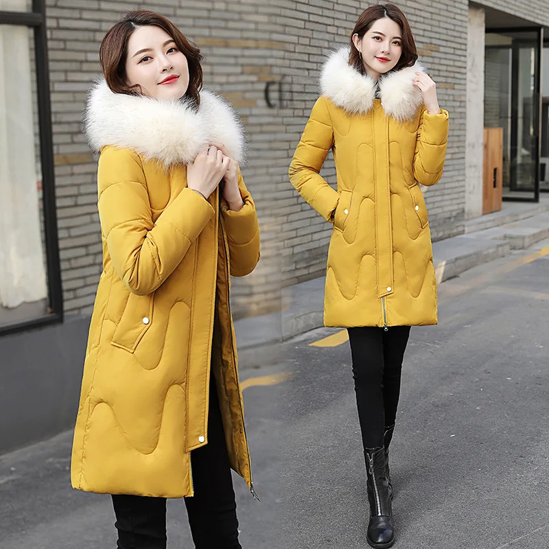 

2019 China Gedi Love Winter New Style Women's Mid-length Large Fur Collar down Jacket Slim Fit down Jacket Cotton-padded Clothes