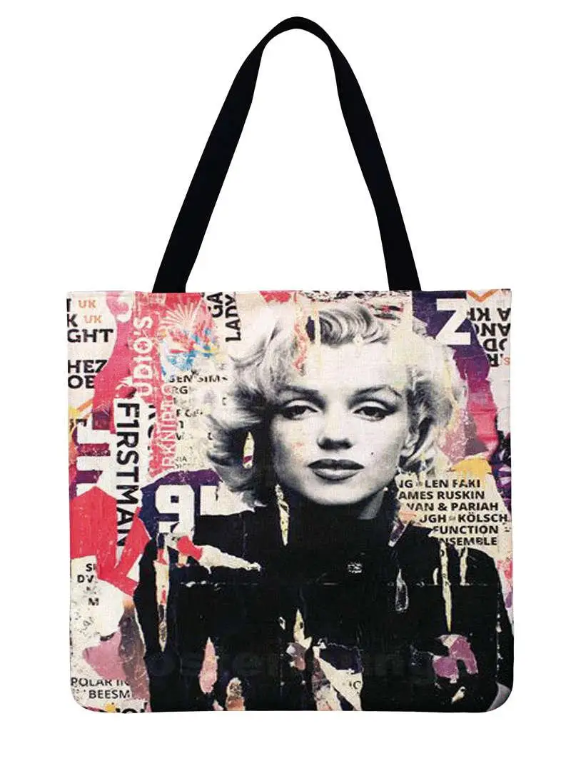 Ladies Shoulder Bag Monroe And Hepburn Pop Art Painting Print Tote Bag Women Casual Tote Fashion Shopping Bags Outdoor Beach Bag 