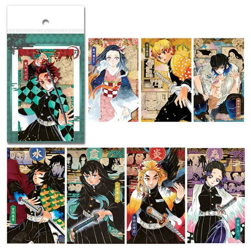 

New 10 Pcs/Set Demon Slayer Kimetsu No Yaiba Anime Large Postcard Greeting Card Message Card Gift Stationery