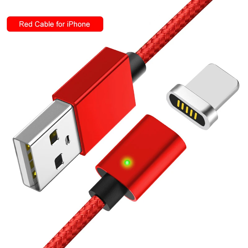 Магнитный кабель Musyue для iPhone samsung huawei Xiaomi Note 7 Pro usb type C кабель магнитное зарядное устройство кабель Micro USB зарядный кабель - Цвет: Red for iPhone