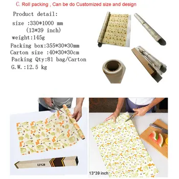 

Non-Toxic Beeswax Cloth For Kitchen Tools Reusable Organic Beeswax Food Storage Wraps
