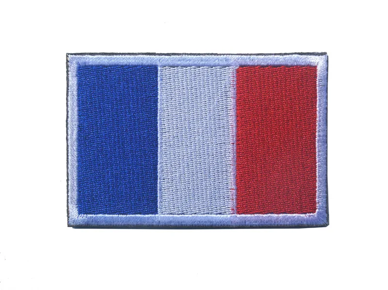 Patch brodé avec velcro Drapeau de la France marron