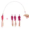 Elastic Metal Boom Tease Cat Stick Funny Wand Toy + 3 Pcs Replaceable Plush Fake Fishes Interactive With Kitten Pets Make Fun