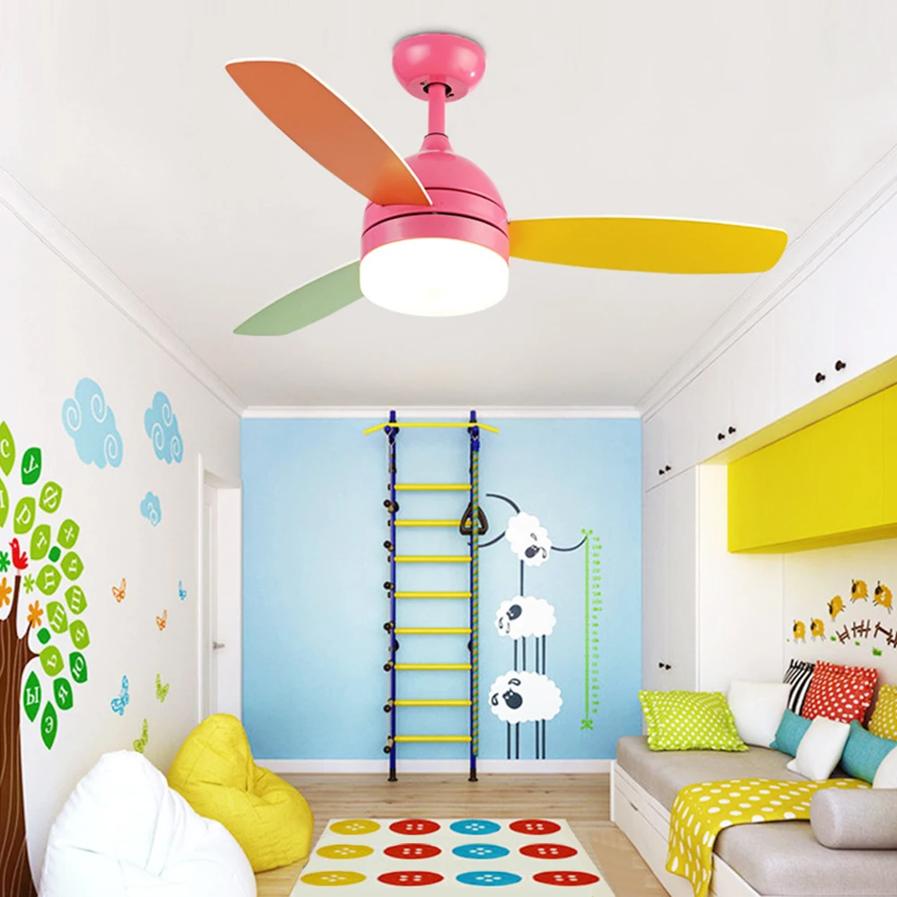 

42 inch led Ceiling fan lamp light with Remote Control 18w cooling fans 220V AC Multi color for Restaurant Kid's Room decor