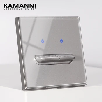 

KAMANNI Luxury Light Switch General Standard Crystal Tempered Glass Paddle Reset Switchs Grey Push Botton Wall Switches 220V New