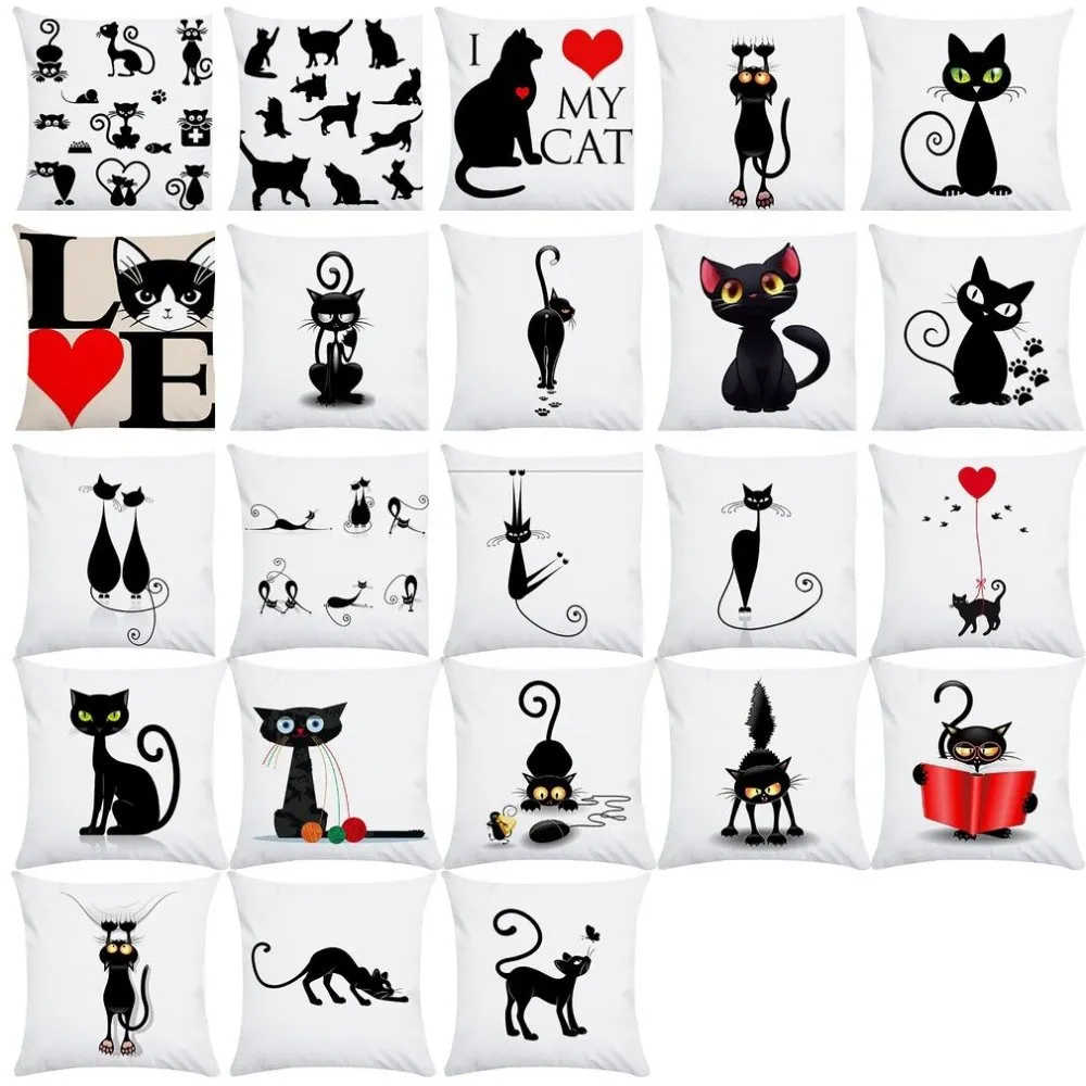 

Cushion Cartoon Animal Cat Printed Design Back Cotton Home Office Pillowcase Party Festival Home Textile Products