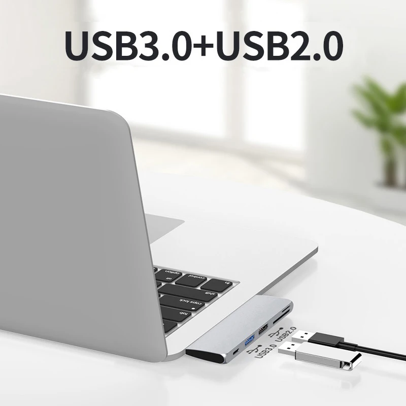 

USB C 2.0 3.0 HUB 5 in 1 Type C Hub with VGA 4K HDMI Video For Macbook HD TF SD Card Reader 1000M Ethernet Type C Charging Hub