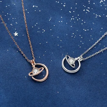 

Moon and Stars Planet Necklace Simple Elegant Rose Gold Choker Non-mainstream Light Luxury
