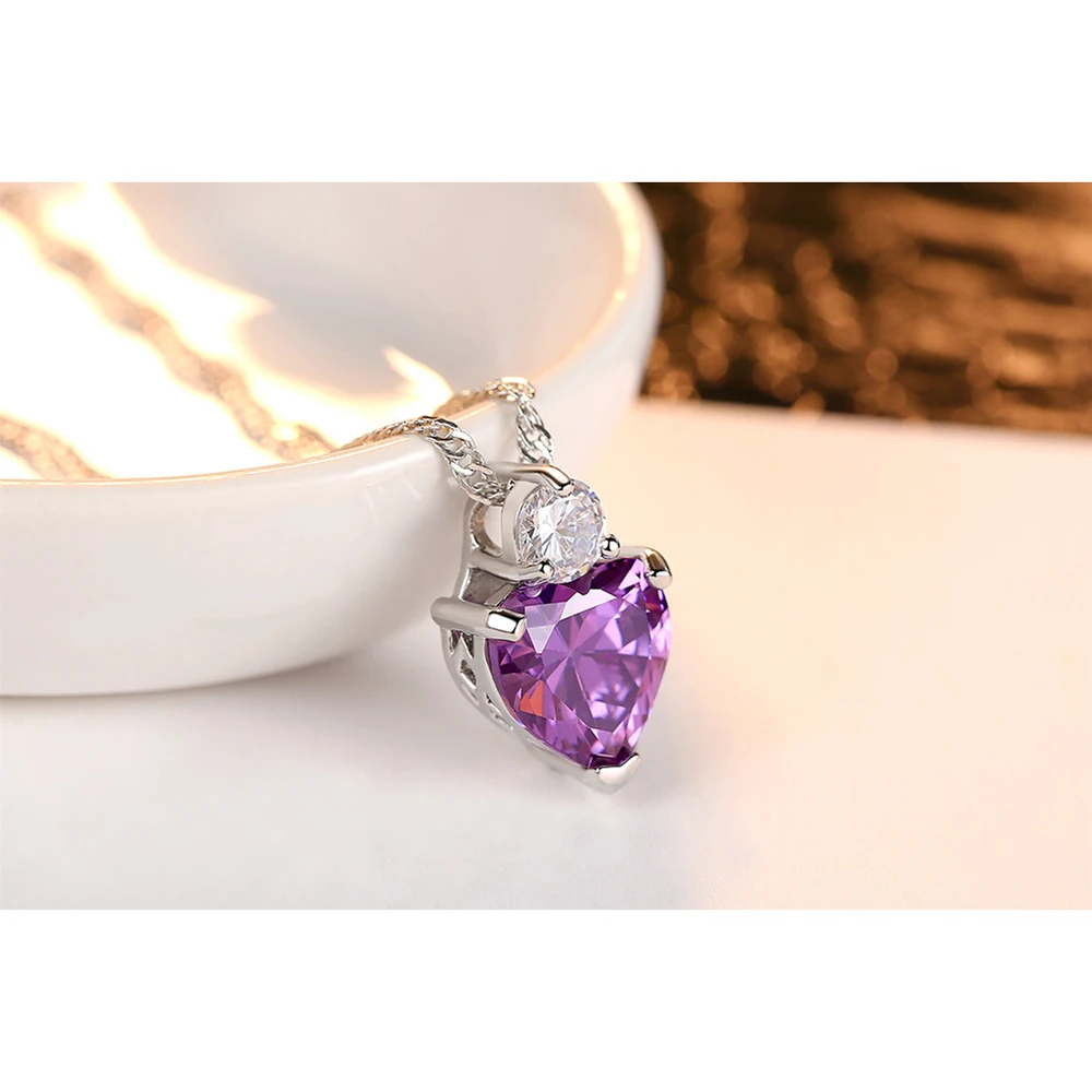 Женский ювелирный набор, серьги в форме сердца, гранат, кристалл, набор из циркония, ожерелье, модные серьги для подружек, рождественские подарки