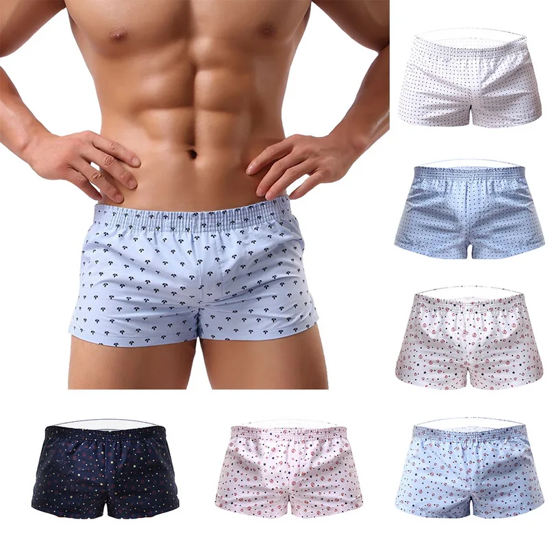 

2020 Men Underwear Boxer Short Loose Breathable Sleepwear Trunks Slacks Men Underwear Printed Sexy Dot Men Shorts Underwears