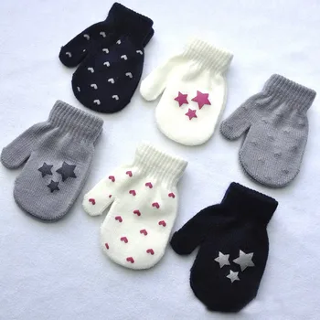 

Winter Autumn Warm Gloves Kid Boy Girl Warmer Stars Printed Mittens Whole Covered Finger Gloves