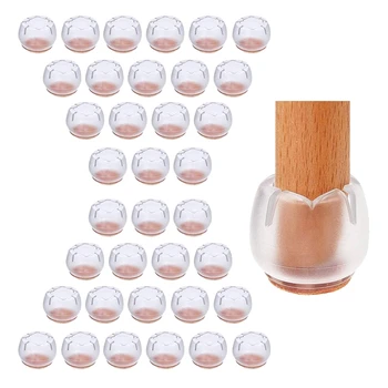 

Transparent Silicone Round Furniture Table Chair Leg Caps Floor Protectors Caps,with Felt Pads,Fit 1.3-1.5 In,32 Pack