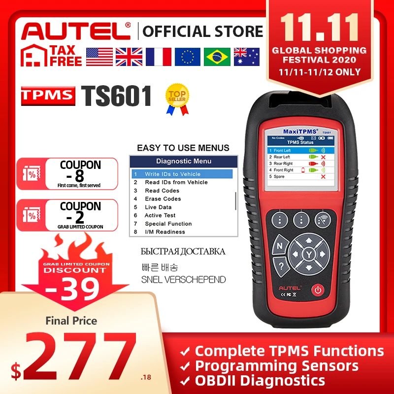 Autel MaxiTPMS TS601 Better than Autel TS401 TPMS