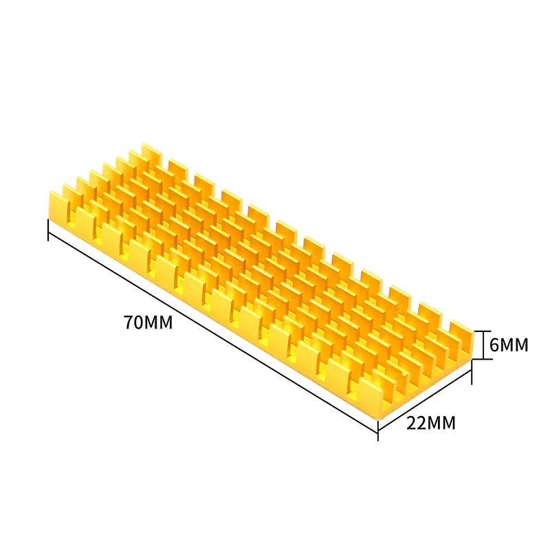 Алюминиевый сплав SSD высокоскоростной теплоотвод охлаждающий плавник для твердотельного жесткого диска M.2(для NGFF) 2280 PCIE NVME 70*22* мм Мути-цвет - Blade Color: Gold-6mm