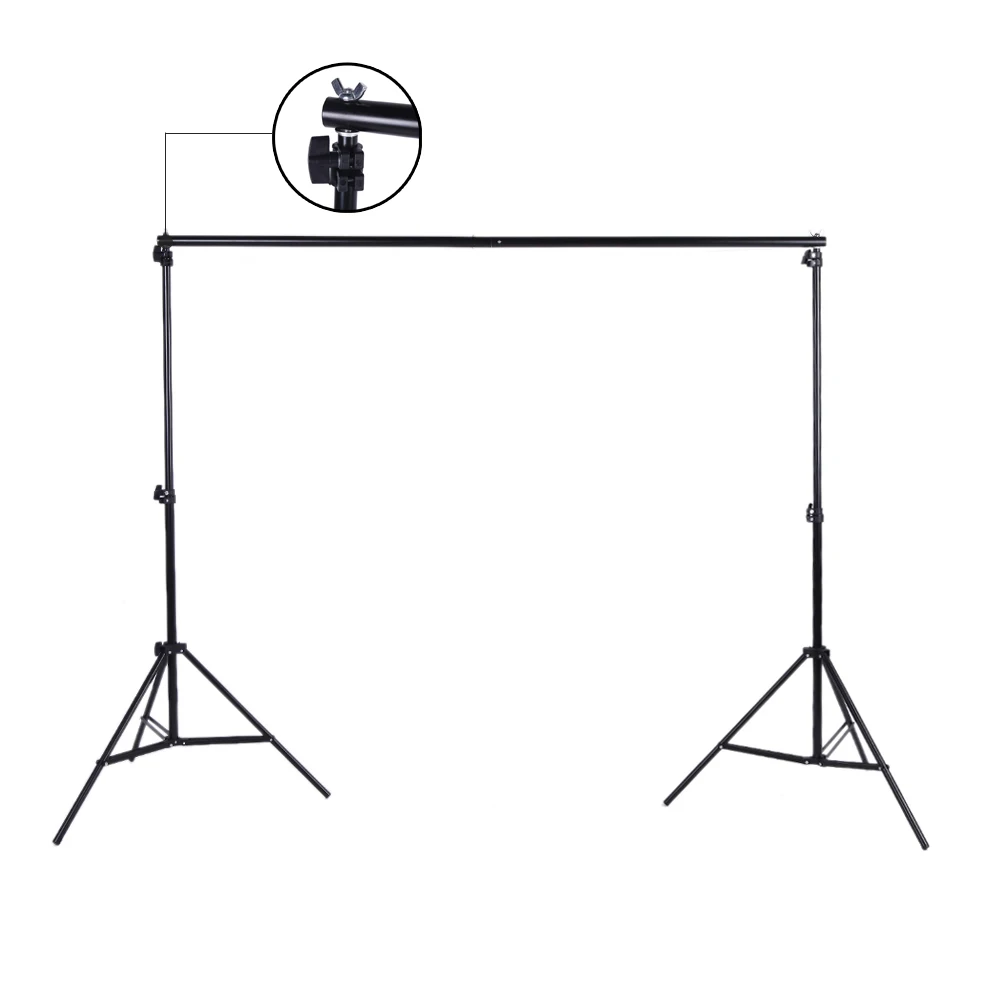 2* 3m / 6.6* 9.8ft Adjustable Background Backdrop Support Stand Photo Backgrounds Backdrops Crossbar Kit with two Clamps