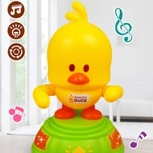 Горячая электрический маленький утка игрушка танцы музыка Вращение с светодиодный светильник для детей