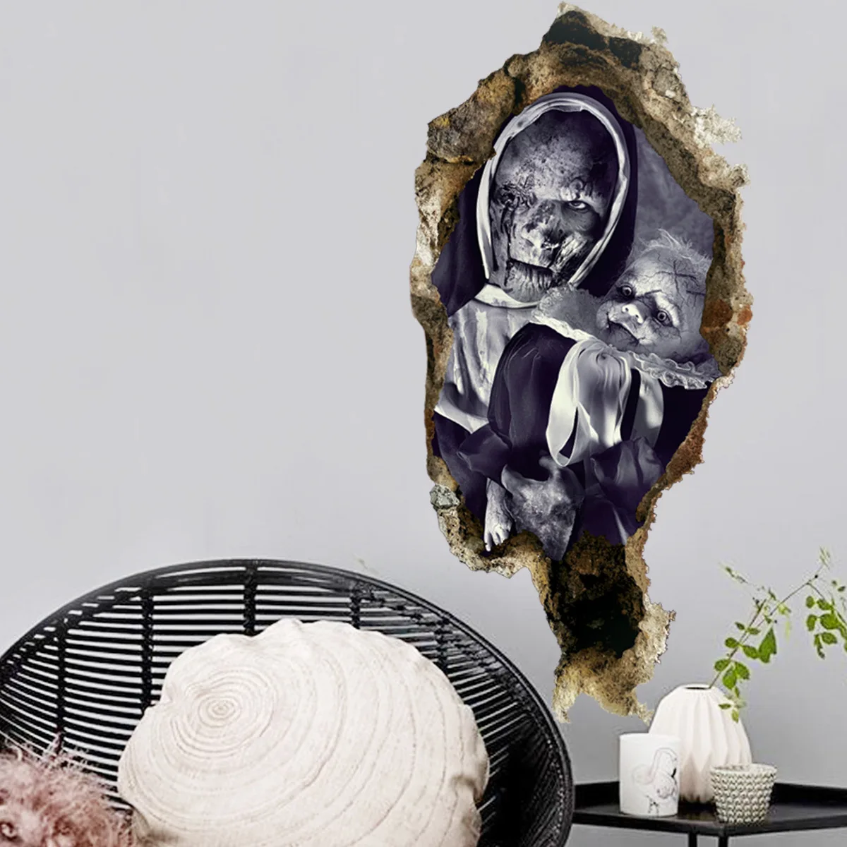 

2019 Newest Horror Halloween 3D Wall Stickers Ghost Home Decor Zombie Wallpapers Halloween Room Decoration Removable