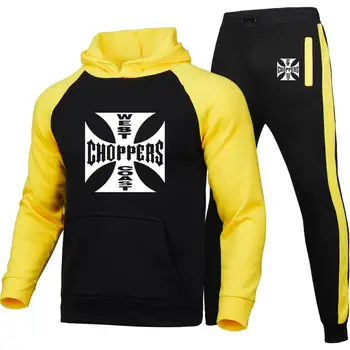 

2020 New Hoodie for Men West Coast Choppers Casual Print High Quality Cotton Hoodie Zipper Sweatshirt Sweatpants Suit 2 Pieces