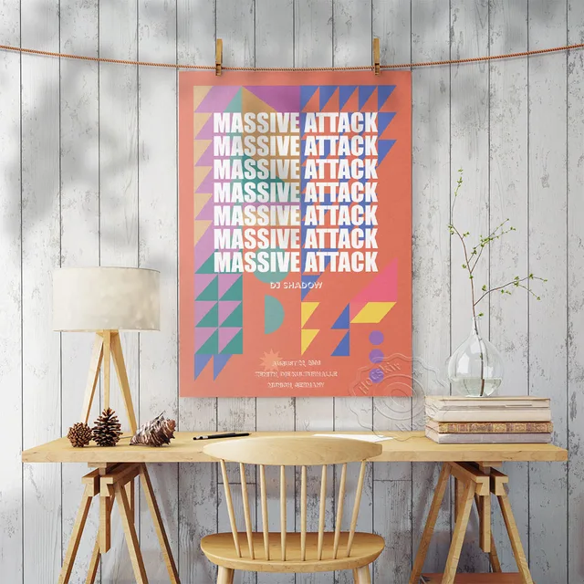 Hatalmas Támadási Koncert Plakát, Geometriai Mintázat Vászonfestés, Skandináv Vintage Művészeti Nappali Otthoni Dekoráció Fali Kép, Művészet - Image 5