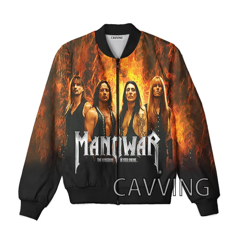 New Fashion Women/Men's 3D Print  Manowar Band Zipper Bomber Jackets Men Overcoat Mens Coat Zip Up Jackets 3