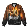 New Fashion Women/Men's 3D Print  Manowar Band Zipper Bomber Jackets Men Overcoat Mens Coat Zip Up Jackets 3