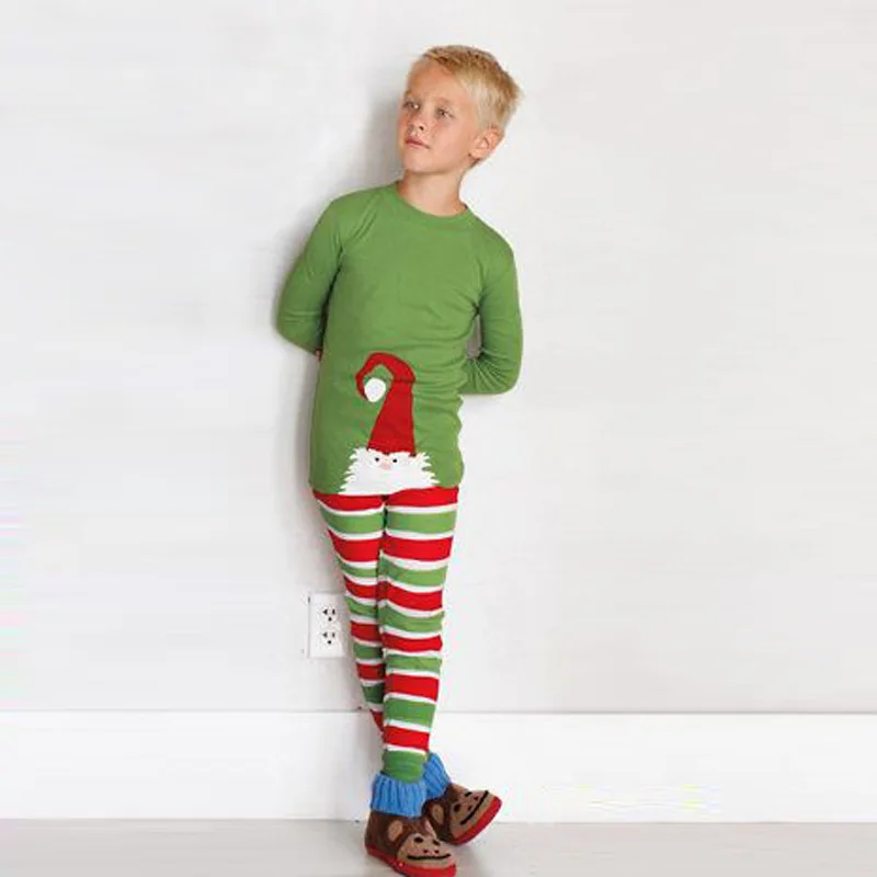 

Men's Spring and Autumn Santa Claus Striped Leisure Tops Two-Piece Children's Clothing family christmas pajamas christmas kids