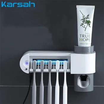 

Ultraviolet Toothbrush Sterilizer Household 2 in 1 UV Toothbrush Disinfection Stand Toothpaste Squeezers Dispenser Home Bathroom