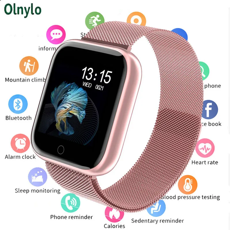 Online Reloj inteligente P70 P68 Bluetooth 2019 para mujer 4,0 para Apple IPhone xiaomi LG Monitor de ritmo cardíaco Monitor de Fitness